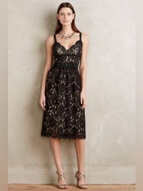 Anthropologie HD in Paris Narrante Black Lace Dress Size 8 NWT